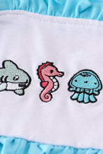 Marine creature embroidery strap dress