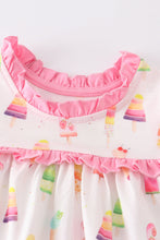 Pink ice cream print pocket ruffle set - ARIA KIDS
