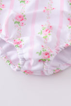 Pink floral print bow girl swimsuit - ARIA KIDS