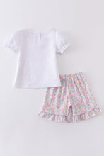 Seersucker castle applique puff sleeve girl set - ARIA KIDS