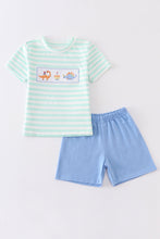 Dinosaur birthday cake embroidery stripe boy set - ARIA KIDS