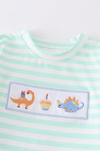 Dinosaur birthday cake embroidery stripe boy set - ARIA KIDS