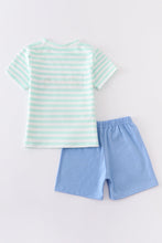 Dinosaur birthday cake embroidery stripe boy set - ARIA KIDS