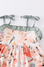 Coral floral print strap girl dress