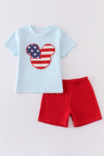 Stripe patriotic flag charactor applique boy set