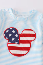 Stripe patriotic flag charactor applique boy set