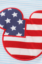 Stripe patriotic flag charactor applique boy set