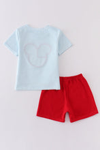 Stripe patriotic flag charactor applique boy set