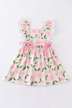 Pink floral print ruffle girl dress - ARIA KIDS