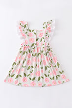 Pink floral print ruffle girl dress - ARIA KIDS