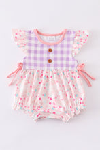 Pink plaid floral print ruffle girl bubble - ARIA KIDS