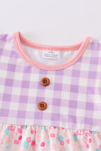 Pink plaid floral print ruffle girl bubble - ARIA KIDS