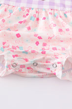 Pink plaid floral print ruffle girl bubble - ARIA KIDS