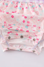 Pink plaid floral print ruffle girl bubble - ARIA KIDS