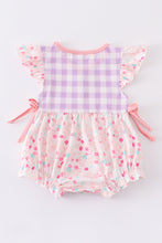 Pink plaid floral print ruffle girl bubble - ARIA KIDS