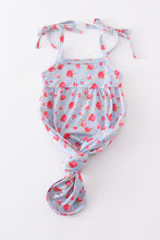 Pink floral print baby gown - ARIA KIDS
