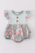 Green floral print ruffle girl bubble - ARIA KIDS
