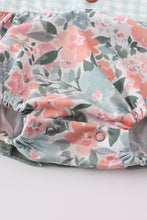 Green floral print ruffle girl bubble - ARIA KIDS