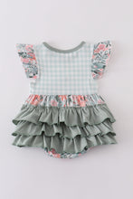 Green floral print ruffle girl bubble - ARIA KIDS