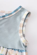 Blue plaid buttons boy baby bubble - ARIA KIDS