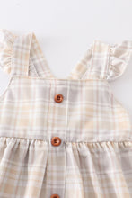 Plaid flutter trim buttons girl dress - ARIA KIDS