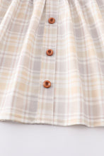 Plaid flutter trim buttons girl dress - ARIA KIDS