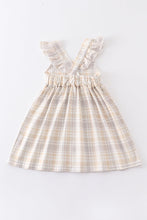 Plaid flutter trim buttons girl dress - ARIA KIDS