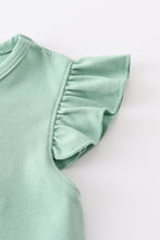 Green french knot farm ruffle plaid set - ARIA KIDS