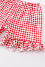 Green french knot farm ruffle plaid set - ARIA KIDS