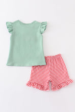 Green french knot farm ruffle plaid set - ARIA KIDS