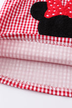 Red french knot charactor plaid girl set
