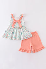 Green floral print pocket ruffle girl set - ARIA KIDS