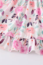 Purple floral I love MAMA embroidery dress