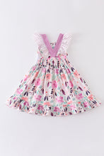 Purple floral I love MAMA embroidery dress