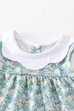 Green floral print girl dress - ARIA KIDS