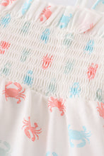 Crab print smocked strap girl bubble - ARIA KIDS