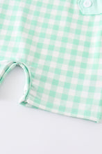 Green flamingo embroidery plaid boy jonjon