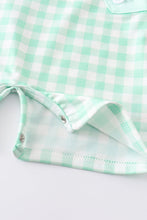 Green flamingo embroidery plaid boy jonjon