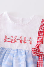Blue seersucker crab embroidery girl set - ARIA KIDS