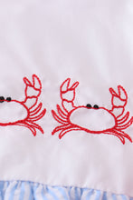 Blue seersucker crab embroidery girl set - ARIA KIDS