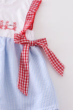 Blue seersucker crab embroidery girl set - ARIA KIDS
