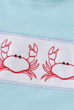 Blue seersucker crab embroidery boy set - ARIA KIDS
