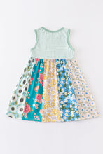 Green floral print plaid buttons dress - ARIA KIDS