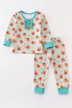 Green pumpkin print girl pajama set - ARIA KIDS