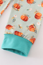 Green pumpkin print girl pajama set - ARIA KIDS