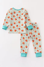 Green pumpkin print girl pajama set - ARIA KIDS
