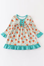 Green pumpkin print pajama dress