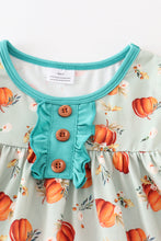 Green pumpkin print pajama dress