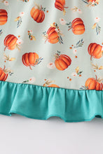 Green pumpkin print pajama dress
