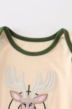 Beige reindeer applique boy bubble - ARIA KIDS